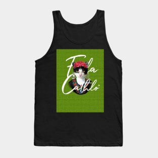 Lemon TXW back Cat Frida Cathlo version of - Frida Kahlo Tank Top